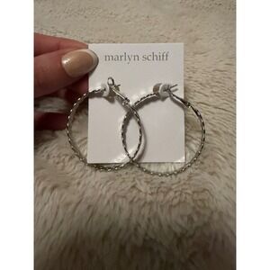 Marlyn Schiff Silver‎ Tone Twisted Hoop Earrings